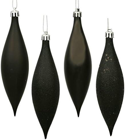 Vickerman 19501 - 5.5" Black Shiny Matte Glitter Sequin Drop Christmas Tree Ornament (8 pack) (N5001 | Amazon (US)