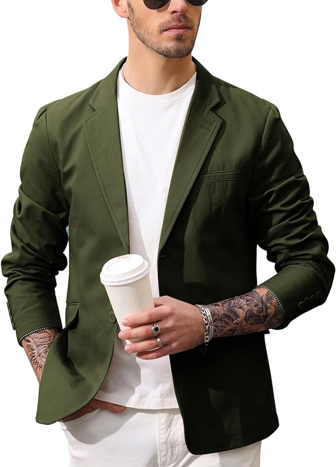 PJ PAUL JONES Men's Cotton Twill Blazer Jacket Lightweight Casual Slim Fit Sport Coat | Amazon (US)