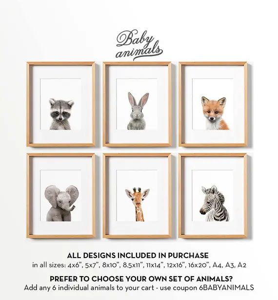 Baby animal prints, PRINTABLE art, Woodland animals, Safari animals, Nursery wall art, Nursery safar | Etsy (US)