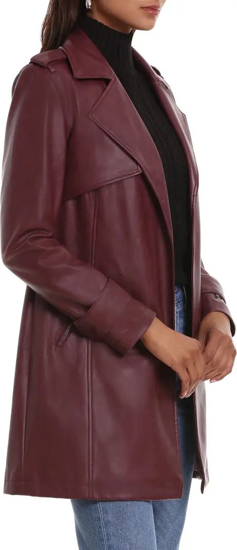 Open Front Faux Leather Trench Coat | Nordstrom Rack