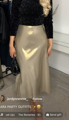 ZARA WOMAN FW23 GOLDEN LONG MIDI Maxi Gold METALLIC SKIRT Small Bnwt High Waist  | eBay | eBay UK