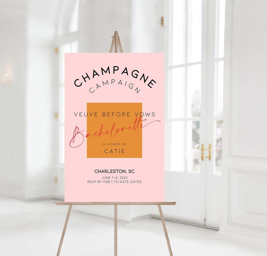Champagne Veuve Bachelorette Welcome Sign Bachelorette - Etsy | Etsy (US)
