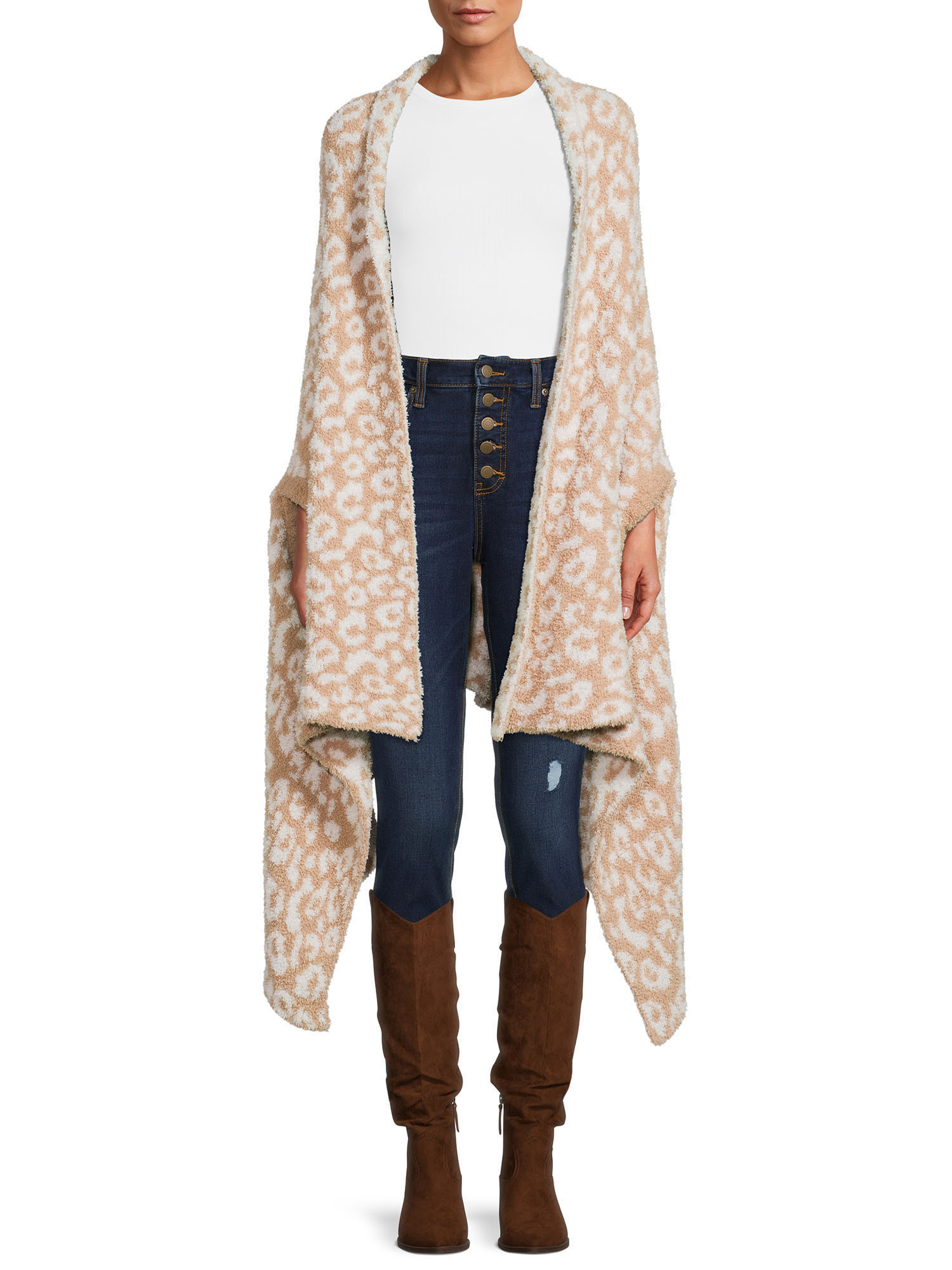 Time and Tru Women's Animal Cozy Wrap - Walmart.com | Walmart (US)