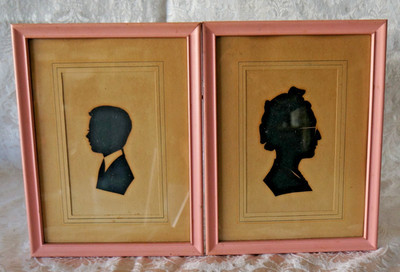 VINTAGE (2) HAND CUT PORTRAIT SILHOUETTES 1942 FRAMED | eBay US