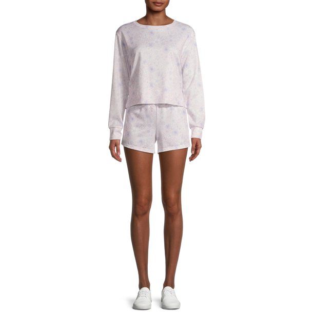 Catherine Malandrino Women's Juniors French Terry Sweatshirt and Lounge Shorts, 2-Piece Set - Wal... | Walmart (US)