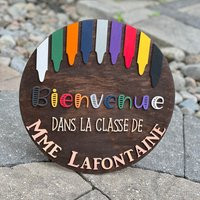 Personalized Crayon Teacher Door Hanger Classroom Welcome Sign | Etsy (US)