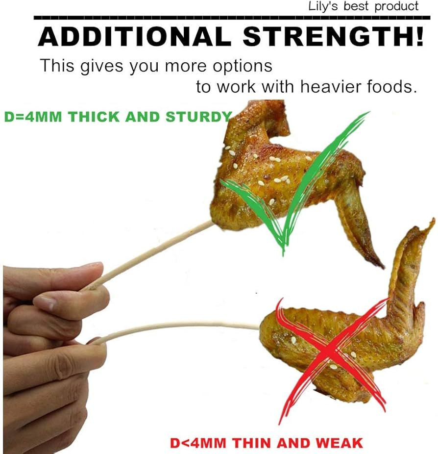 HOPELF 6" Natural Bamboo Skewers for BBQ，Appetiser，Fruit，Cocktail，Kabob，Chocolate Fount... | Amazon (US)