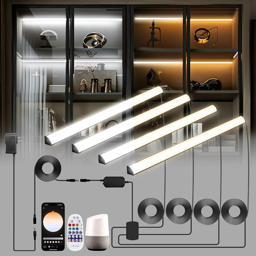 Black Shelf Lights, LED Bookshelf Lighting Compatible with Alexa, WiFi Dimmable 2700k-6500k Warm ... | Amazon (US)