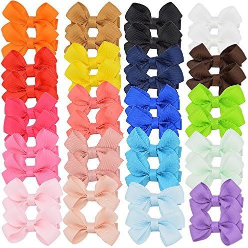AllinYCC 40pcs Baby Girls Hair Bows Fully Covered Ribbon Hair Clips Barrettes for Baby Fine Hair Tod | Amazon (US)