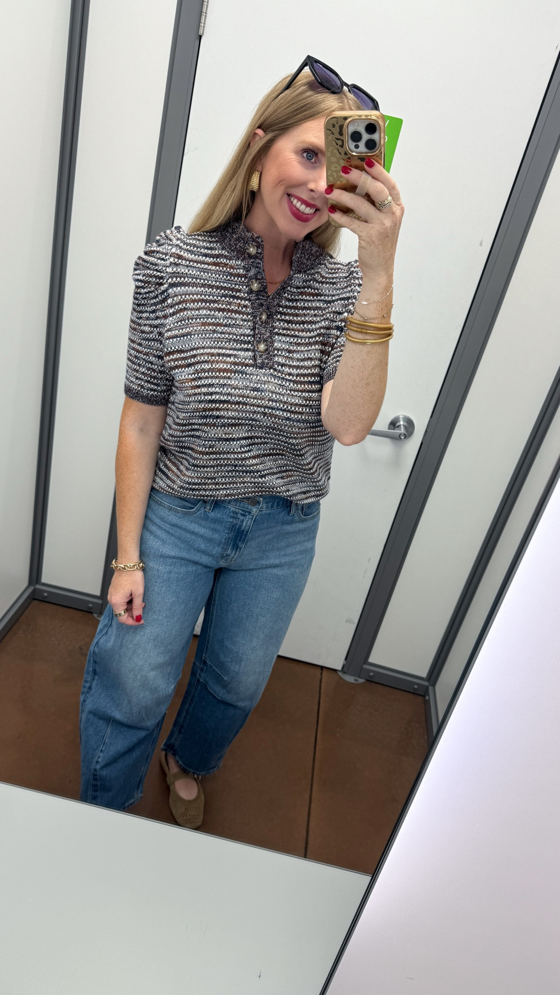 Scenario new arrivals outfit, Walmart style, puff sleeve sweater, barrel jeans

#LTKootd