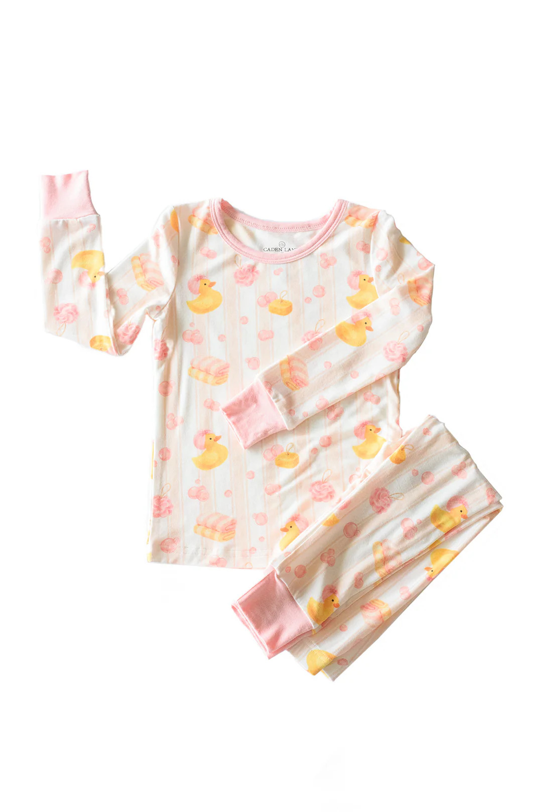 Two-Piece Bamboo Pajama Set | Bubble Duckies Pink | Caden Lane
