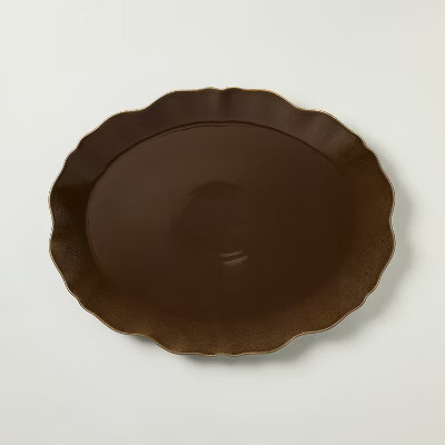Ceramic Wavy Edge Serving Platter Brown - Hearth & Hand™ with Magnolia | Target