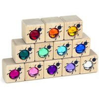 12 Pc Little Ladybugs Gem Building Blocks | Solid Maple Cubes With Sparkling Garden-Inspired Rainbow Bugs For Stacking, Made in Minnesota | Etsy (US)