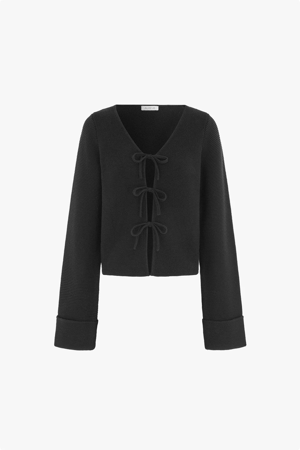 Nadia | Tie Knit Cardigan in Black | ALIGNE | Aligne UK