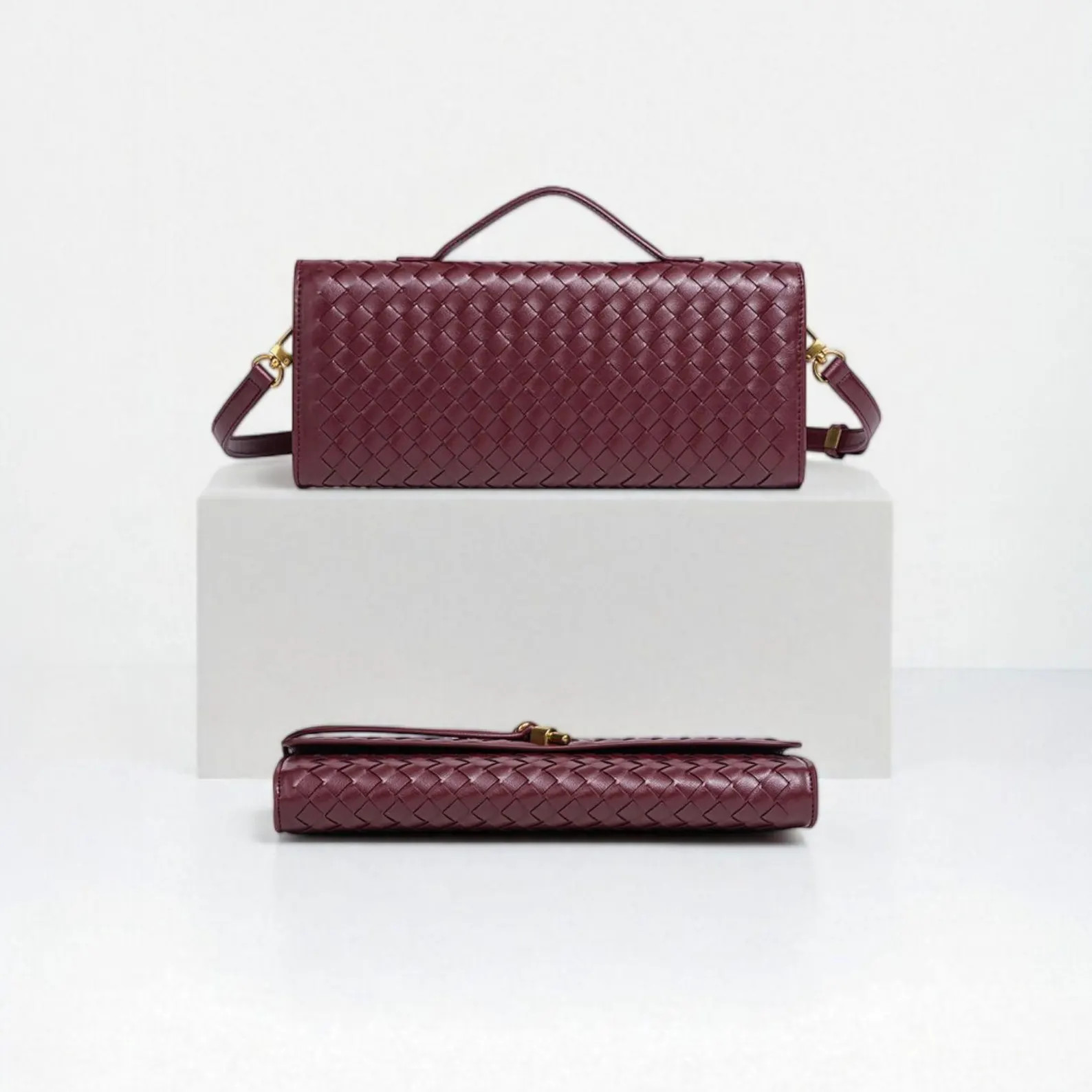 Woven Vegan Leather Clutch Bag for Women – Elegant Evening Purse With Strap, Knot Closure Weddi... | Etsy (US)