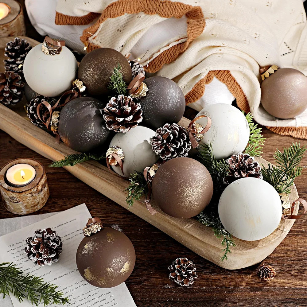 Yunlly 12 Pcs Large Textured Christmas Balls Ornaments Neutral Copper Christmas Ornaments Vintage... | Amazon (US)