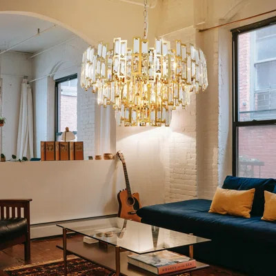 Modern Crystal Chandelier For Dining Room And Living Room, 10-Light Gold Ceiling Pendant Light Fixture With Luxury Polished Finish And Tiered Design | Wayfair North America