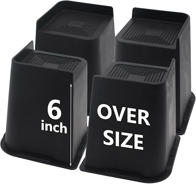 4 Pack Bed Risers 6 inch Heavy Duty, Furniture Risers, Black Bed Lifts Risers for Table, Sofa, Ch... | Amazon (US)