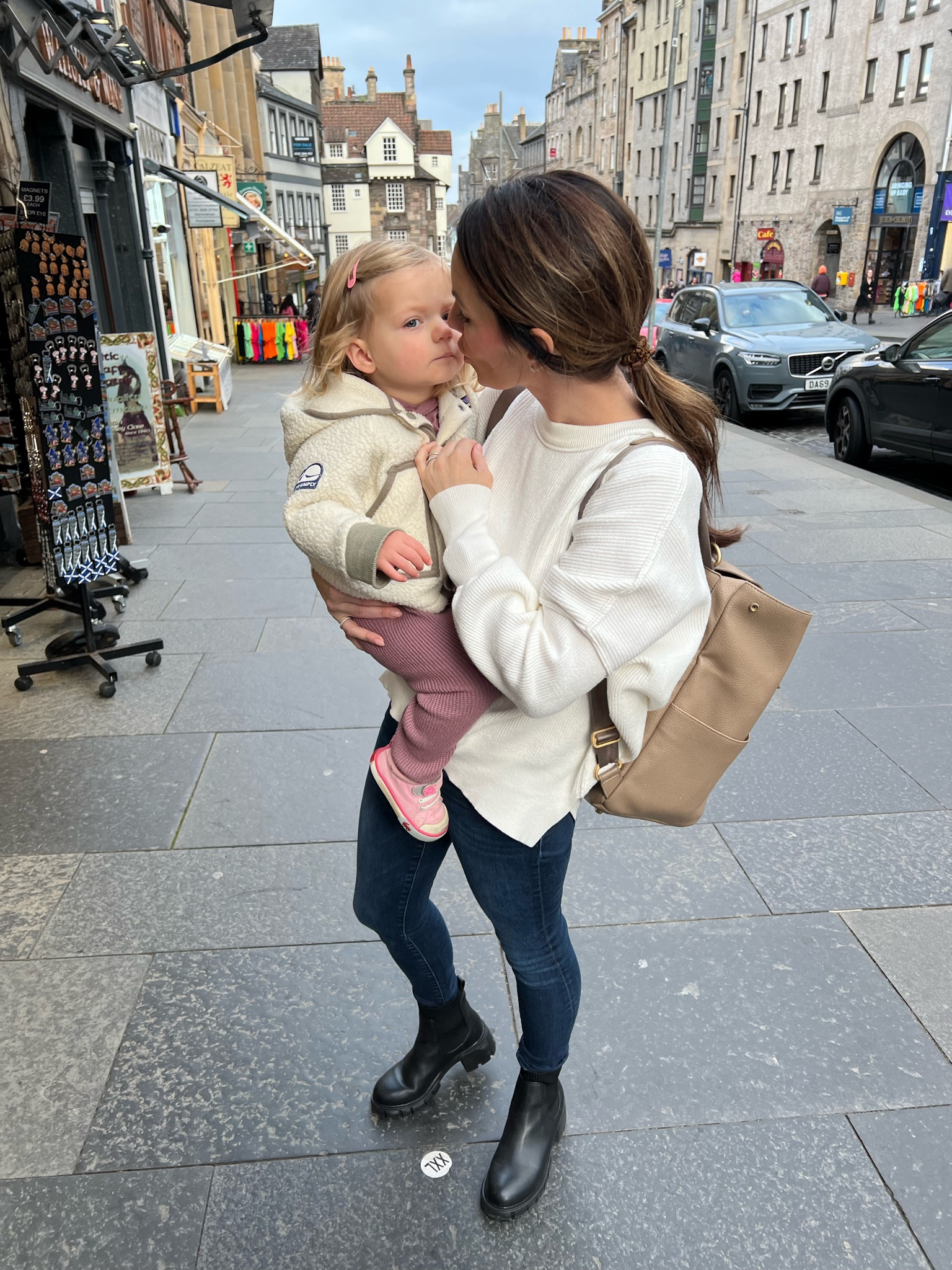 Royal mile in Scotland 🏴󠁧󠁢󠁳󠁣󠁴󠁿 
#Scotland #uk #Europe  #sweater #skinnyjeans #boots #chelseaboots #oversized #knit #diaperbag  

#LTKeurope #LTKtravel