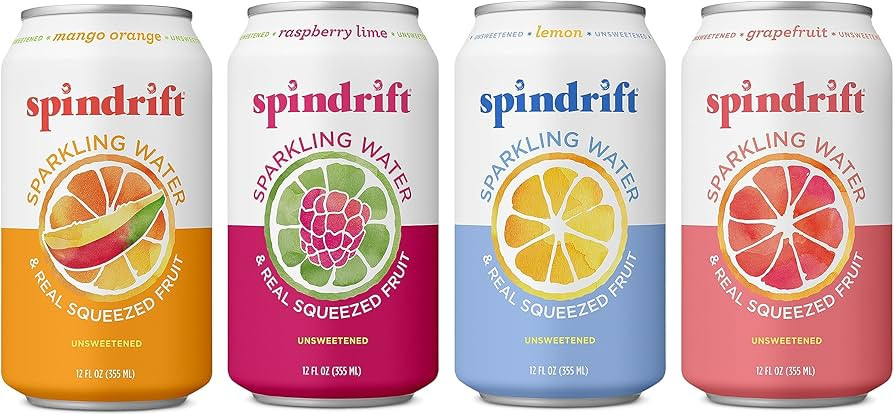 Spindrift Sparkling Water, 4 Flavor Variety Pack, Made with Real Squeezed Fruit, 12 Fl Oz (Pack o... | Amazon (US)