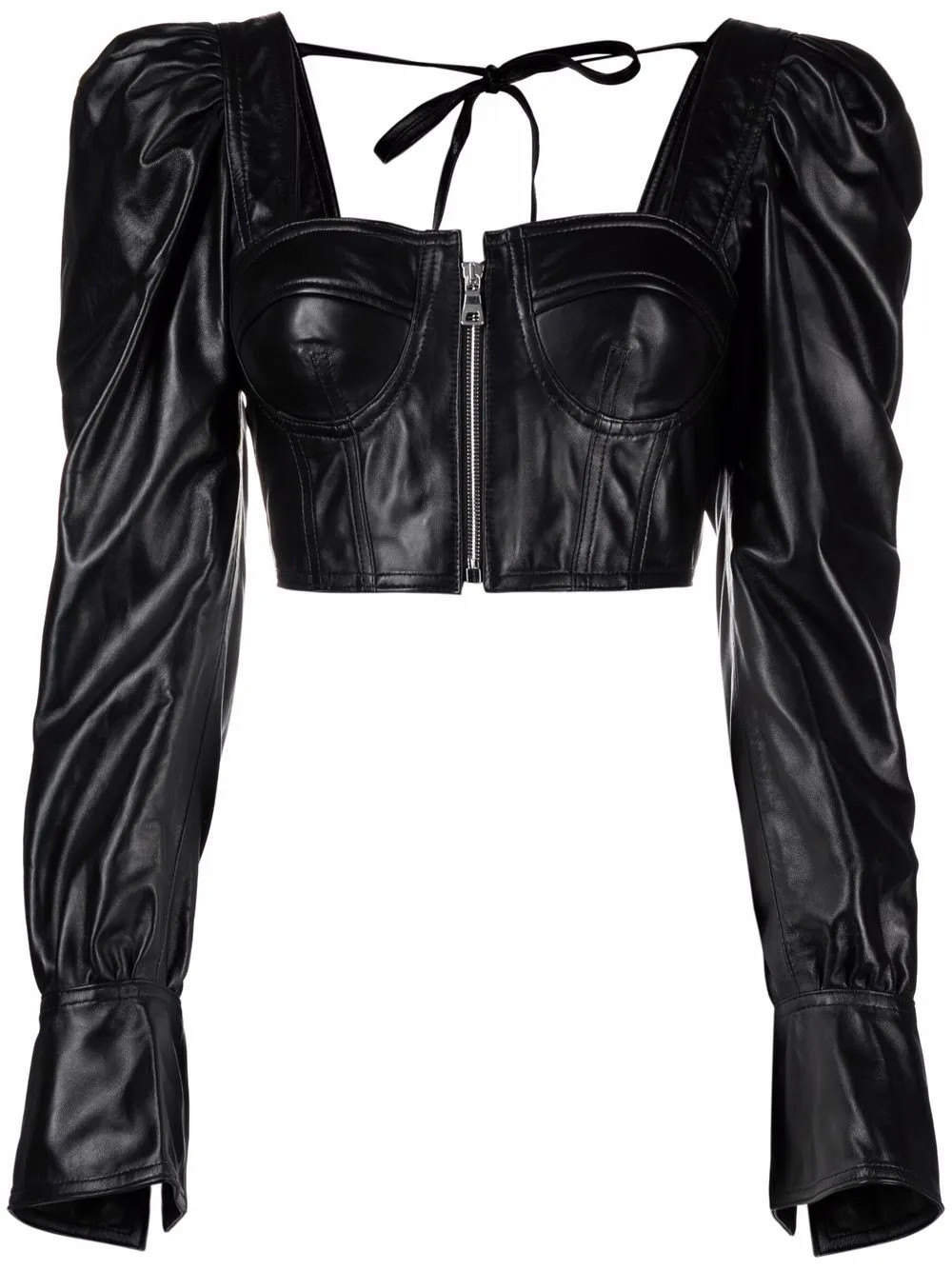 Manokhi Cropped Leather Corset Blouse - Farfetch | Farfetch Global