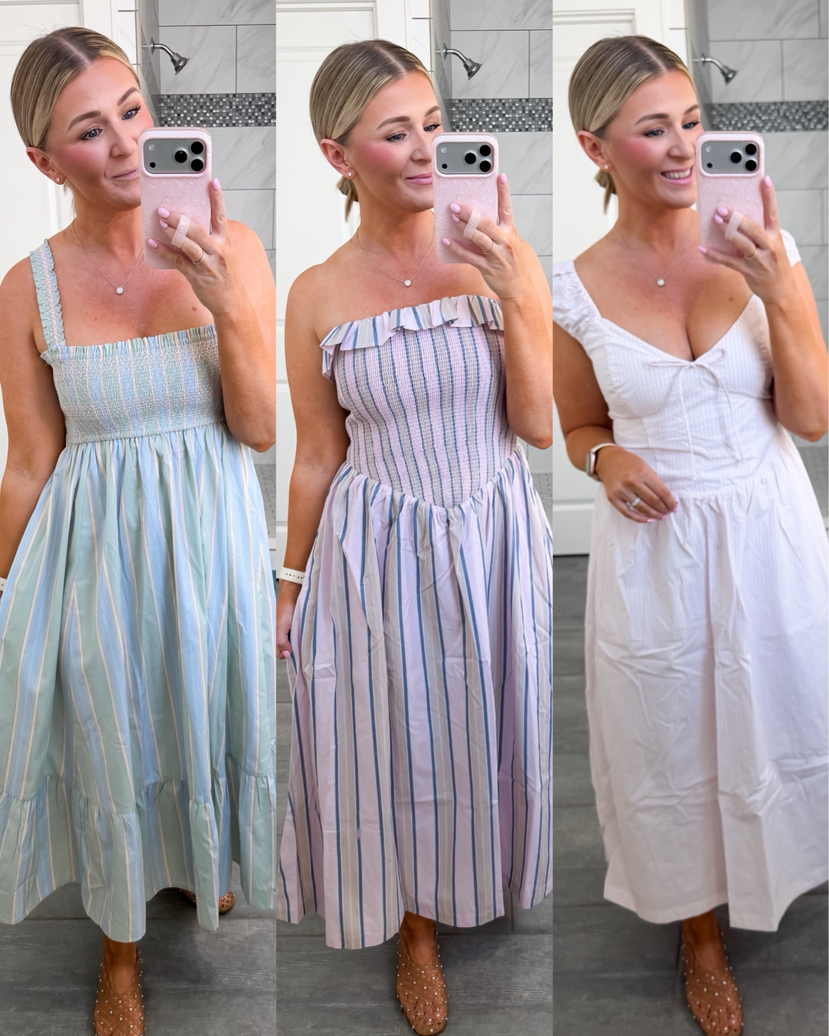 Spring dresses | summer dresses | graduation dresses | brunch outfit | 

Medium petite in all 
Probably could have done a small in the strapless & green stripe 

#LTKootd #LTKSeasonal #LTKPetite