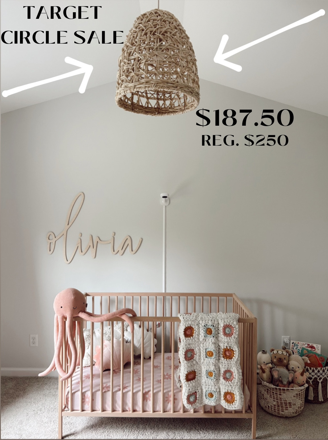 Olivia’s basket light is on sale for $187.50 regular price of $250! They do have a smaller option for only $150! ✨ #targetstyle

#LTKsalealert #LTKbaby #LTKhome