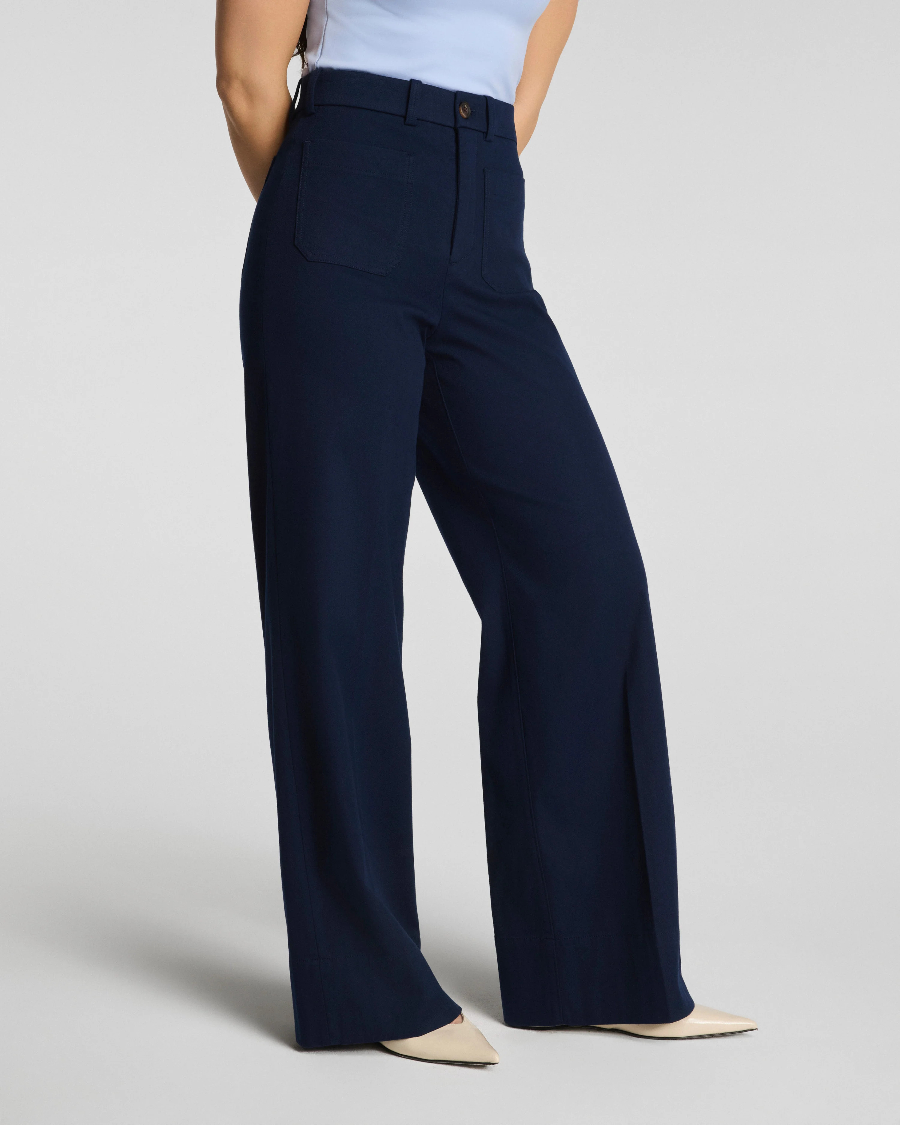 SPANXsupersmooth™ Stretch Twill Wide Leg Pant with Patch Pockets | Spanx