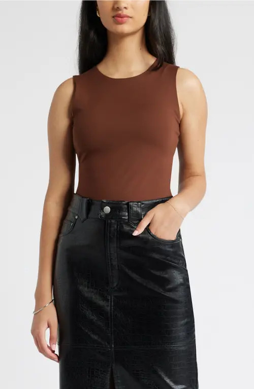 Open Edit Smooth Edit Crewneck Tank in Brown Soil at Nordstrom, Size X-Small | Nordstrom