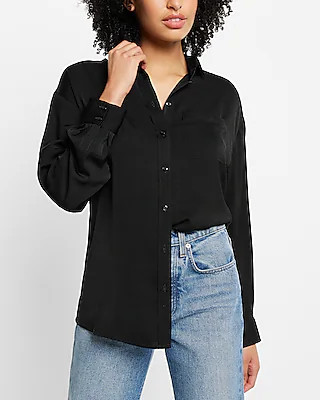 Satin Boyfriend Shirt | Express