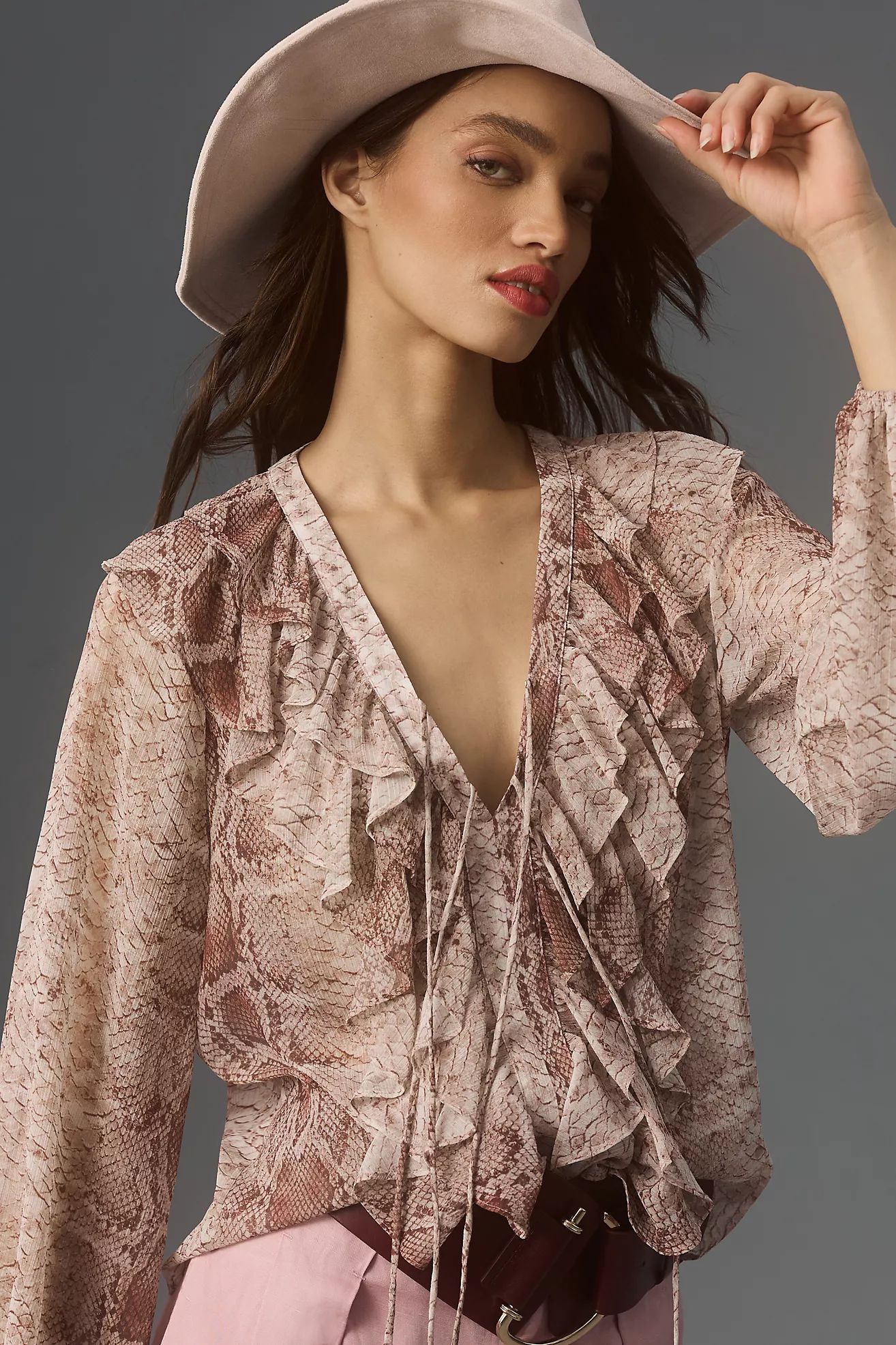 By Anthropologie Long-Sleeve Ruffled Blouse | Anthropologie (US)