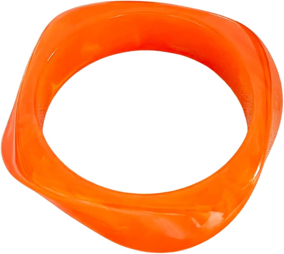Caiyao Colorful Square Acrylic Resin Bangle Bracelets Tortoiseshell Acetate Plate Wide Chunky Bra... | Amazon (US)