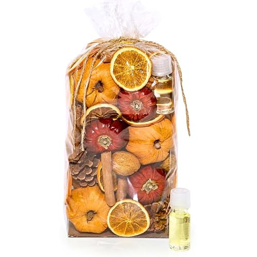 ANDALUCA Potpourri Mini Pumpkins, Cinnamon, Orange Slices & Pumpkin Spice Fragrance Vial Included Vase & Bowl Filler (Pumpkin Spice) | Amazon (US)