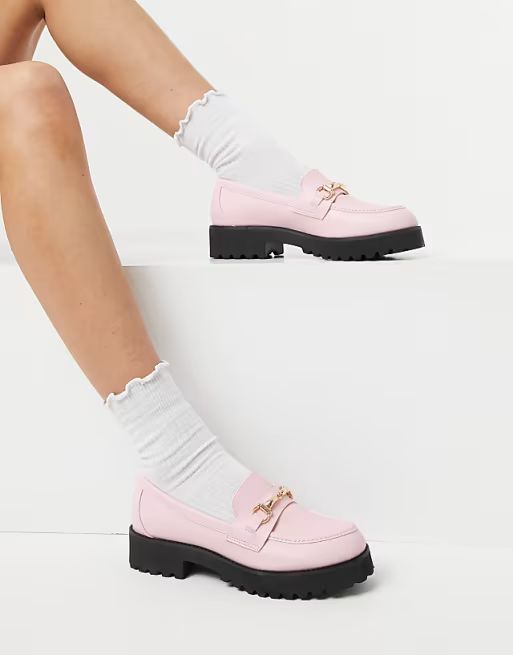 RAID Empire chunky loafers with gold snaffle in pastel pink | ASOS (Global)