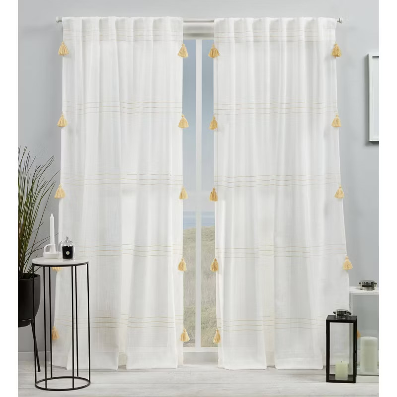 Demi Light Filtering Curtain Panel with Tassels - Exclusive Home | Target