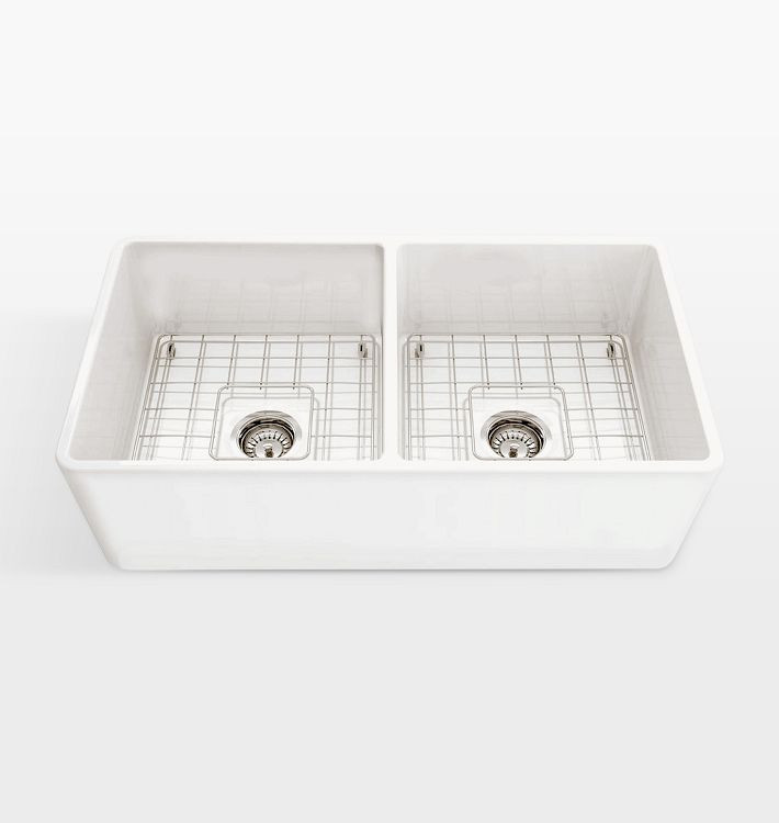 Kirkwood Fireclay Farmhouse Double Kitchen Sink | Rejuvenation