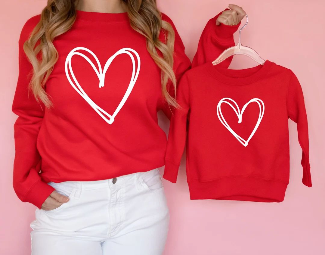 Heart Sweatshirt, Valentines Day Sweatshirt, Love Sweatshirt, Mommy and Me Outfit, Womens Valenti... | Etsy (US)
