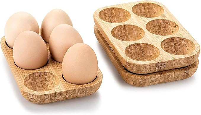 JISADER Plateau à œufs en Bois, Boîte à œufs Frigo 6 Grilles, Porte-oeufs Rangement œufs Fr... | Amazon (FR)