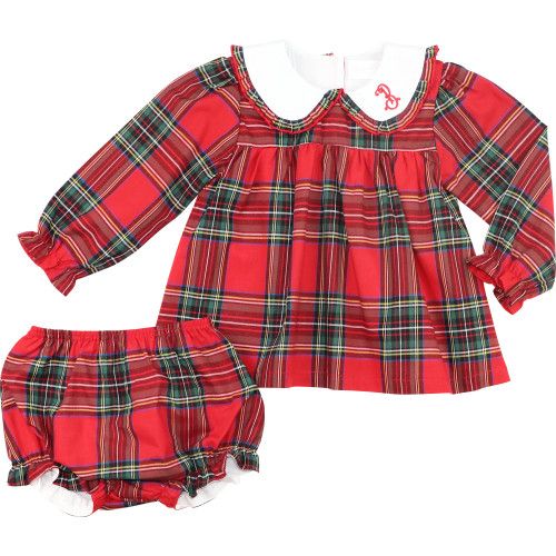 Red And Green Holiday Plaid Ruffle Diaper Set - Shipping Mid November | Cecil and Lou
