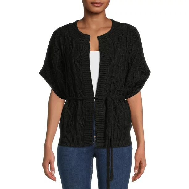 Time and Tru Women's Tie Front Cardigan Sweater - Walmart.com | Walmart (US)