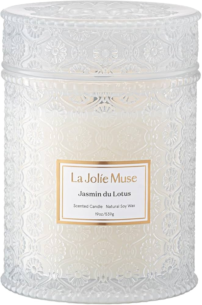 LA JOLIE MUSE Jasmin Candle, 19 oz Wood Wicked Scented Candle Gifts for Women&Men, Large Jar Cand... | Amazon (US)
