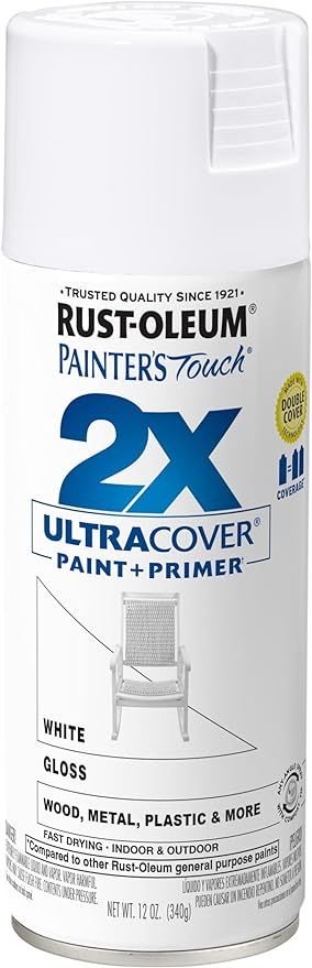Rust-Oleum 334048 Painter's Touch 2X Ultra Cover Spray Paint, 12 oz, Gloss White | Amazon (US)