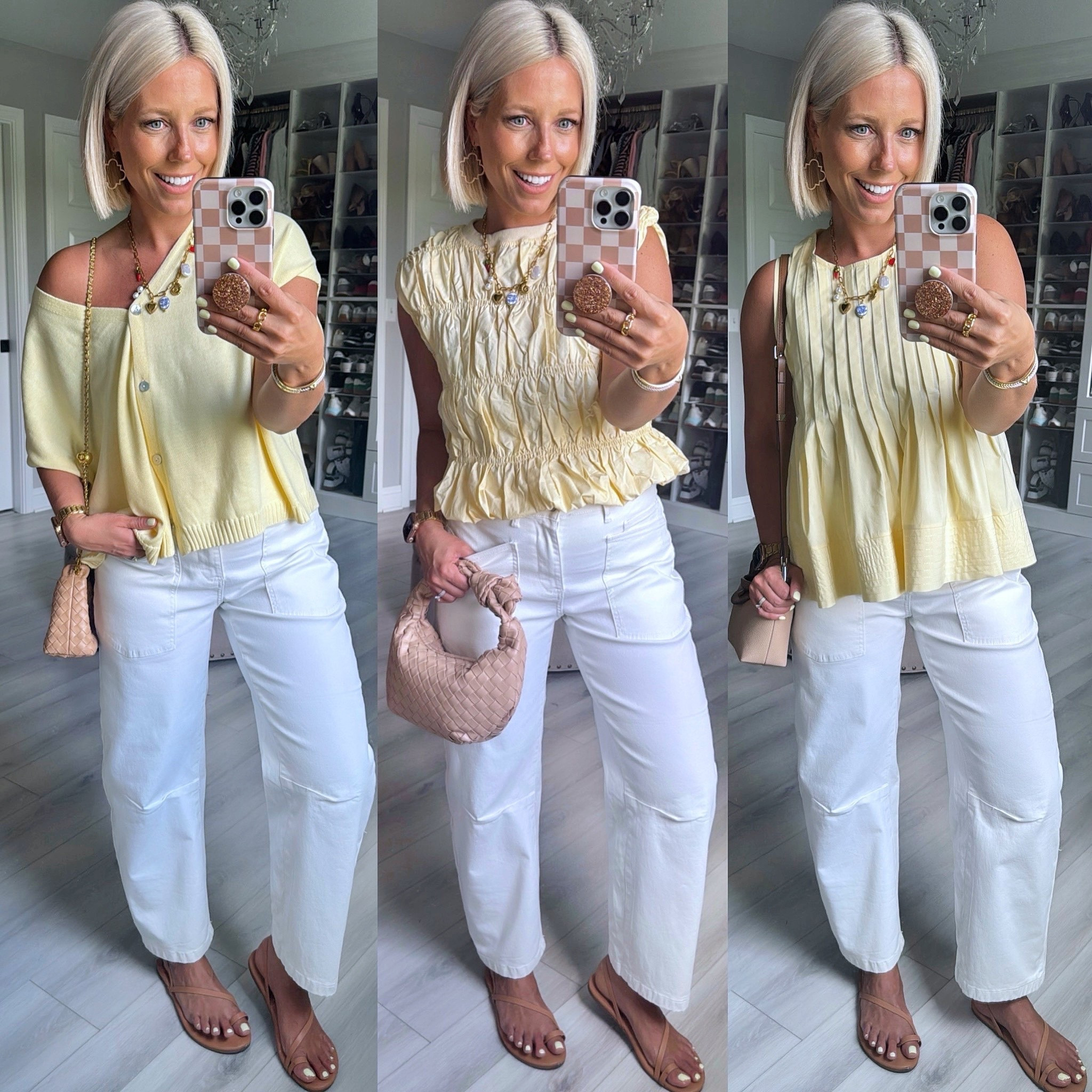 Butter yellow + white denim = the summer outfit combo I can’t stop wearing ☀️🤍 These Amazon fashion finds look so expensive but are actually affordable, comfy, and perfect for everyday mom life, vacation outfits, brunch looks, and casual summer style.

From butter yellow tops to the perfect white jeans, these are the Amazon summer essentials you’ll wear on repeat ✨
⬇️⬇️⬇️
Tops size small
Jeans TTS but sized up to a 6 for a more relaxed fit!
Sandals sized up 1/2 size 

#AmazonFinds #AmazonFashion #SummerOutfits #WhiteJeans #ButterYellow #SummerStyle #AffordableFashion #MomStyle #CasualChic #AmazonMustHaves #SummerFashion #VacationOutfits #OOTD #TrendingFashion #EverydayStyle

#LTKSaleAlert #LTKSeasonal #LTKootd
