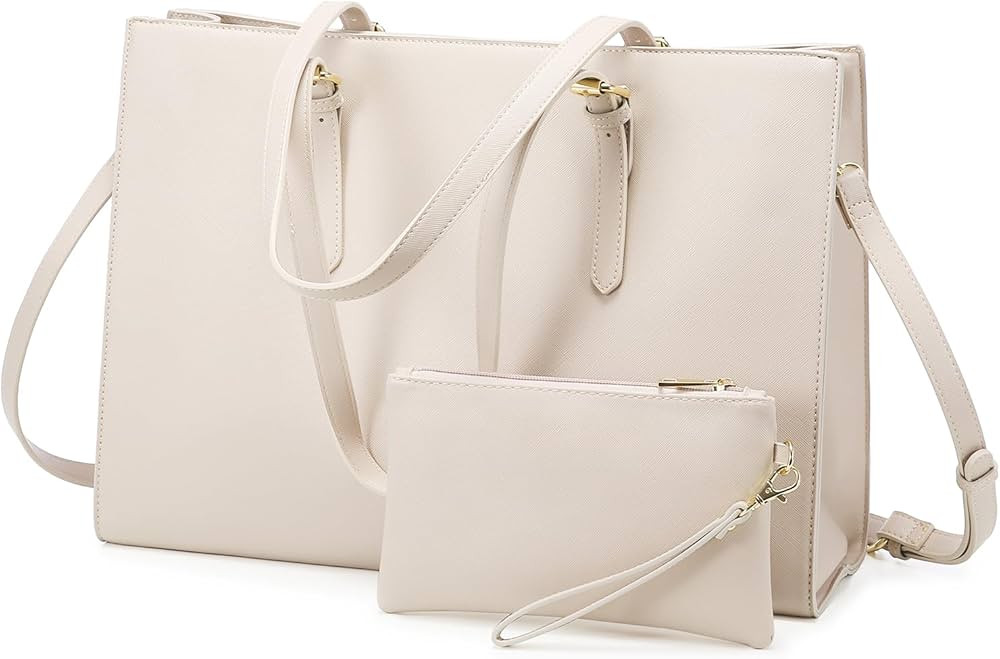 LOVEVOOK Laptop Bag for Women, Fashion Computer Tote Large Capacity Handbag, Leather Shoulder Bag... | Amazon (US)