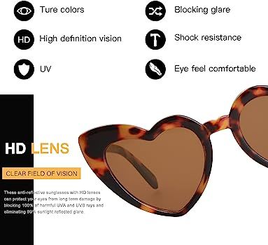 VANLINKER Heart Shaped Sunglasses Women Trendy Retro Cat Eye Sunglasses Gift Idea VL9604 | Amazon (US)