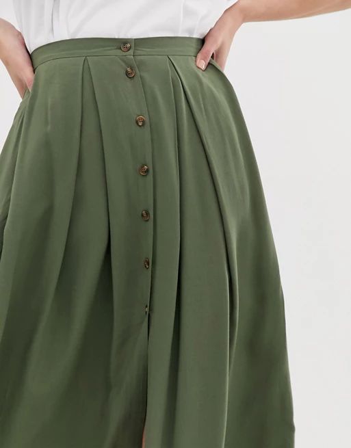 ASOS DESIGN floaty midi skirt with button front | ASOS US