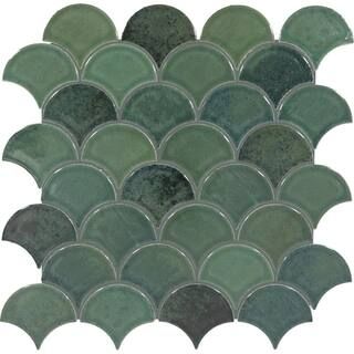 Daltile Miramo Reef 13 in. x 13 in. Glazed Ceramic Fan Mosaic Tile (10.2 sq. ft./case) MR49FAN3MB... | The Home Depot