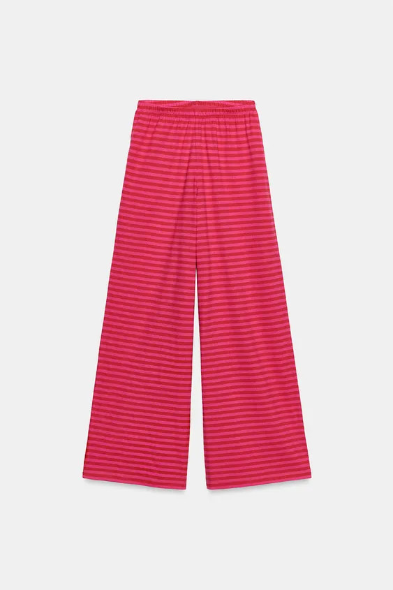STRIPED COTTON AND LINEN PANTS | Zara US