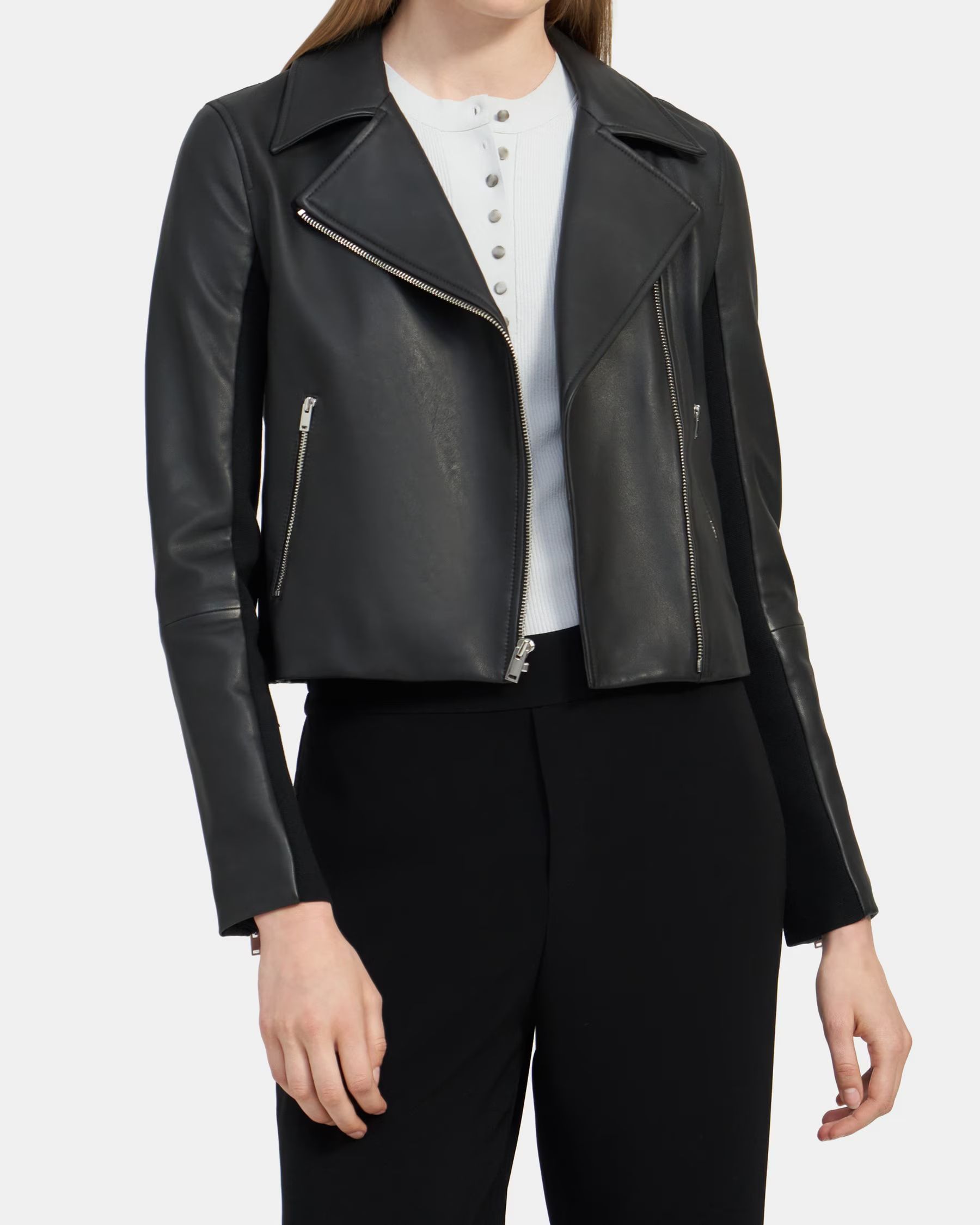 New Moto Jacket in Leather | Theory Outlet
