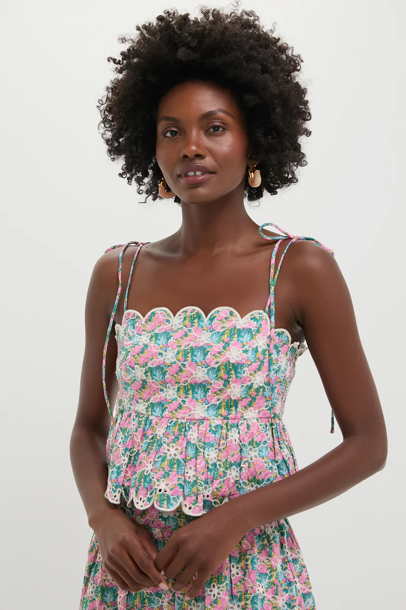 Pink Multi Floral Scalloped Calla Top | Tuckernuck (US)